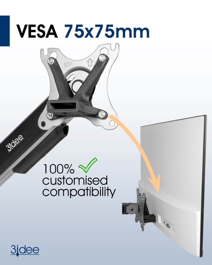 Adaptador VESA compatible con monitor HP (22f, 24f, 27f, 22es, 22ea, 22er, 24es, 24ea, 24er, 27es, 27ea, 27er) - 75x75mm