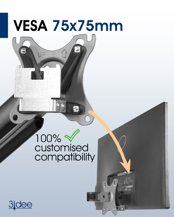 Adaptador VESA compatible con monitores DELL (S2240L, S2240M, S2340L, S2340M, S2440L) - 75x75mm